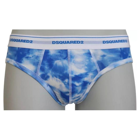 Dsquared² Blue Tie Dye Cotton Stretch Men Brief Underwear Dsquared²