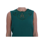 Dolce & Gabbana Green Floral Cutout Silk Wool Dress