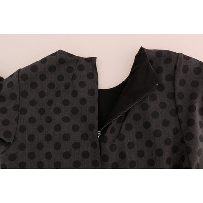 Dolce & Gabbana Gray Polka Dotted Wool Stretch Dress