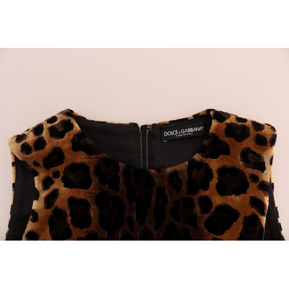 无袖豹纹迷你直筒连衣裙