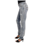 Versace Jeans Blue Wash Torn Stretch Slim Fit Jeans