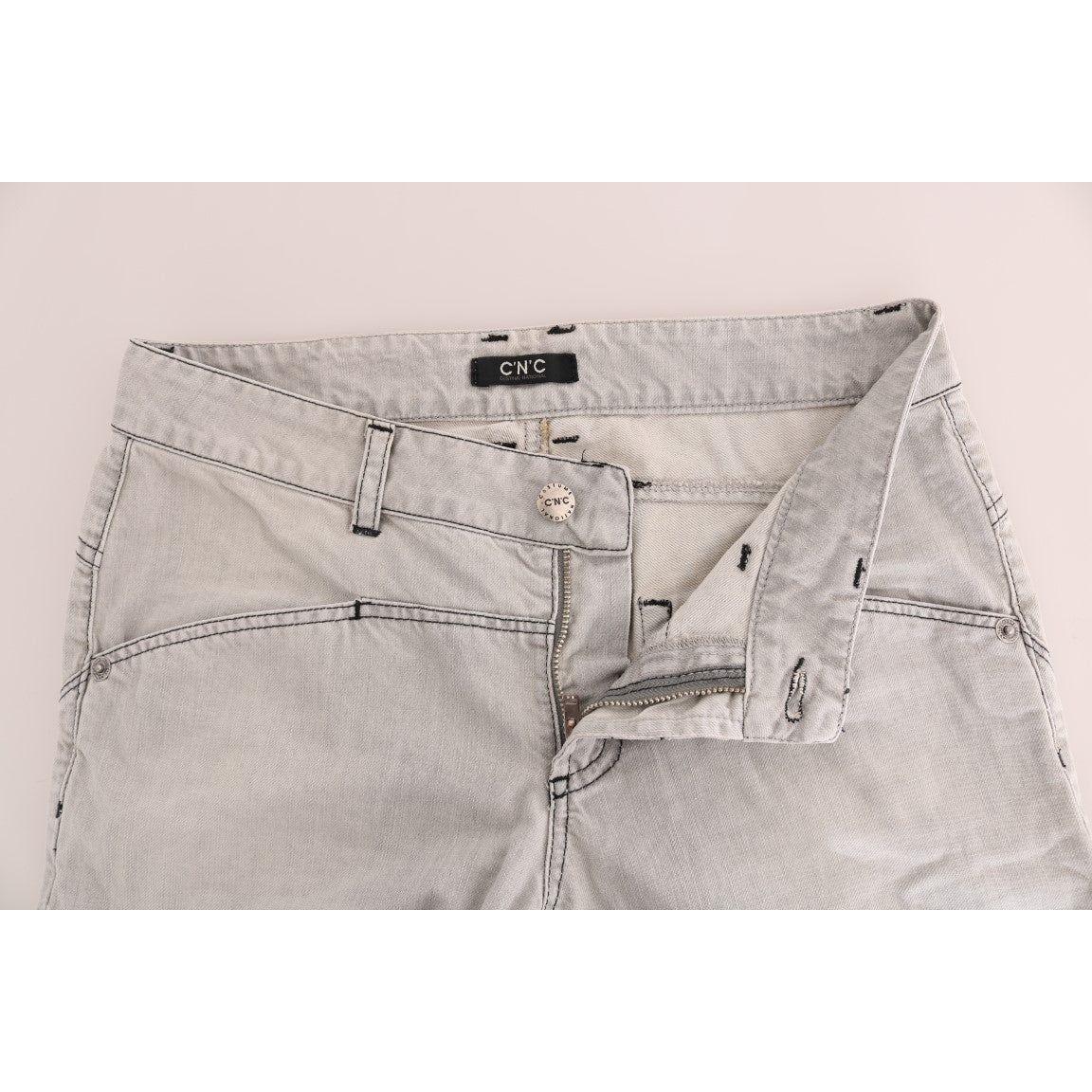 Costume National Gray Wash Cotton Slim Jeans