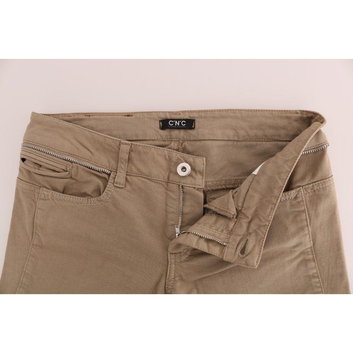 Costume National Beige Cotton Stretch Slim Fit Jeans Jeans & Pants