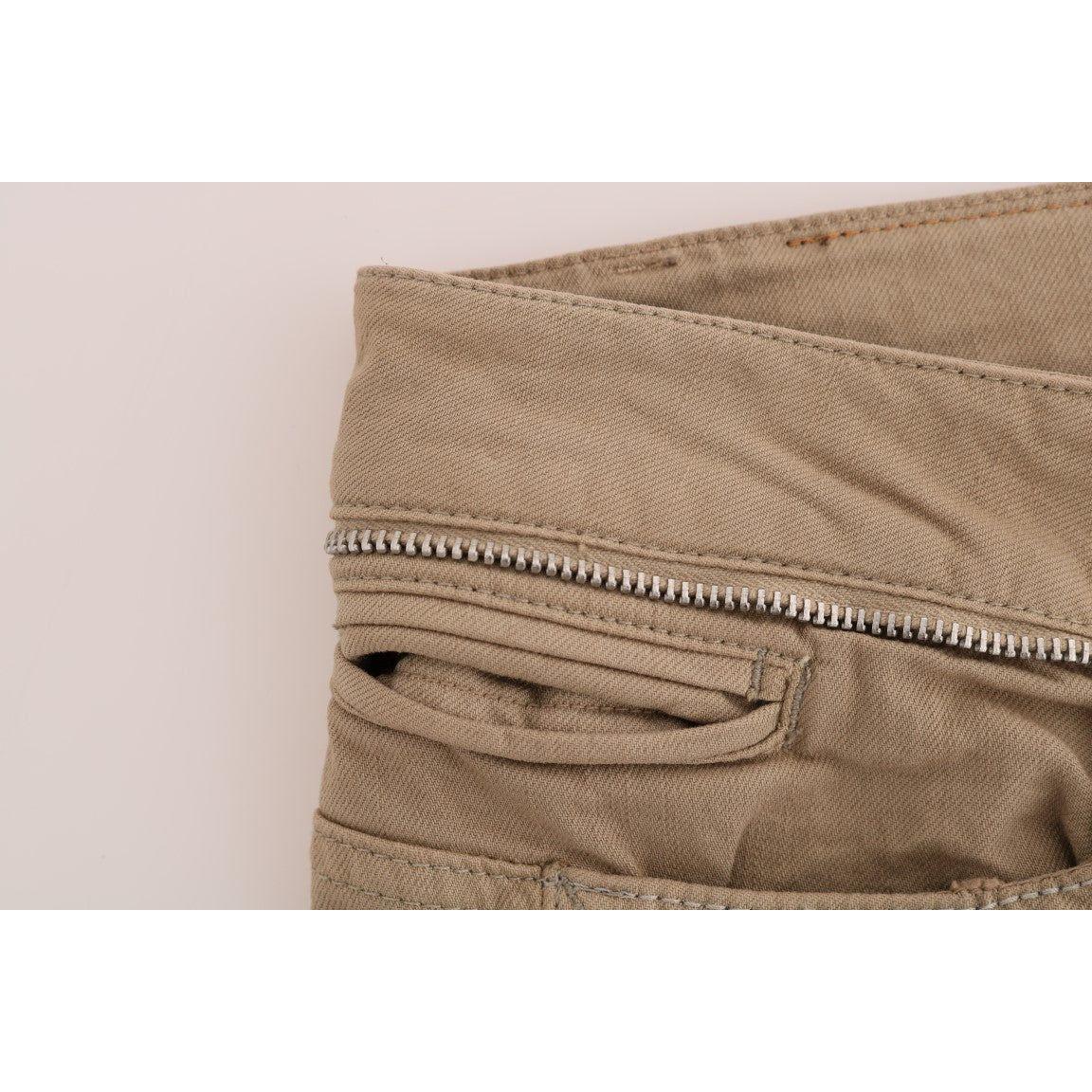 Costume National Beige Cotton Stretch Slim Fit Jeans Jeans & Pants