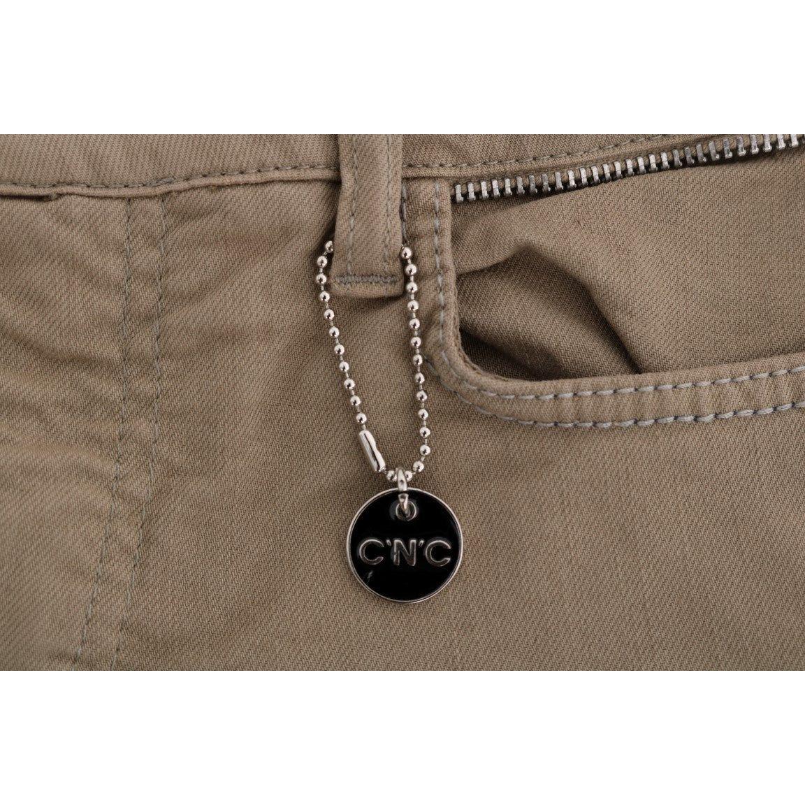 米色超修身牛仔裤