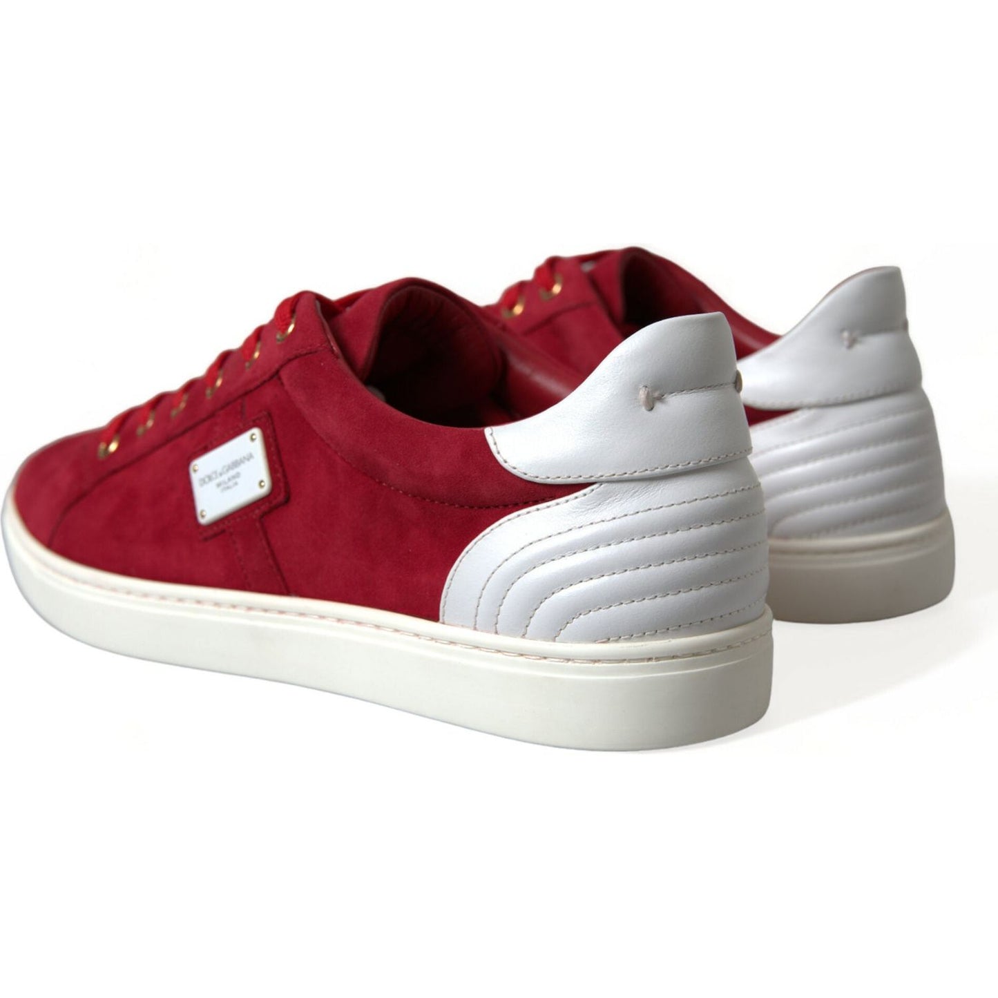 Dolce & Gabbana | Elegant Red & White Leather Sneakers| McRichard Designer Brands   