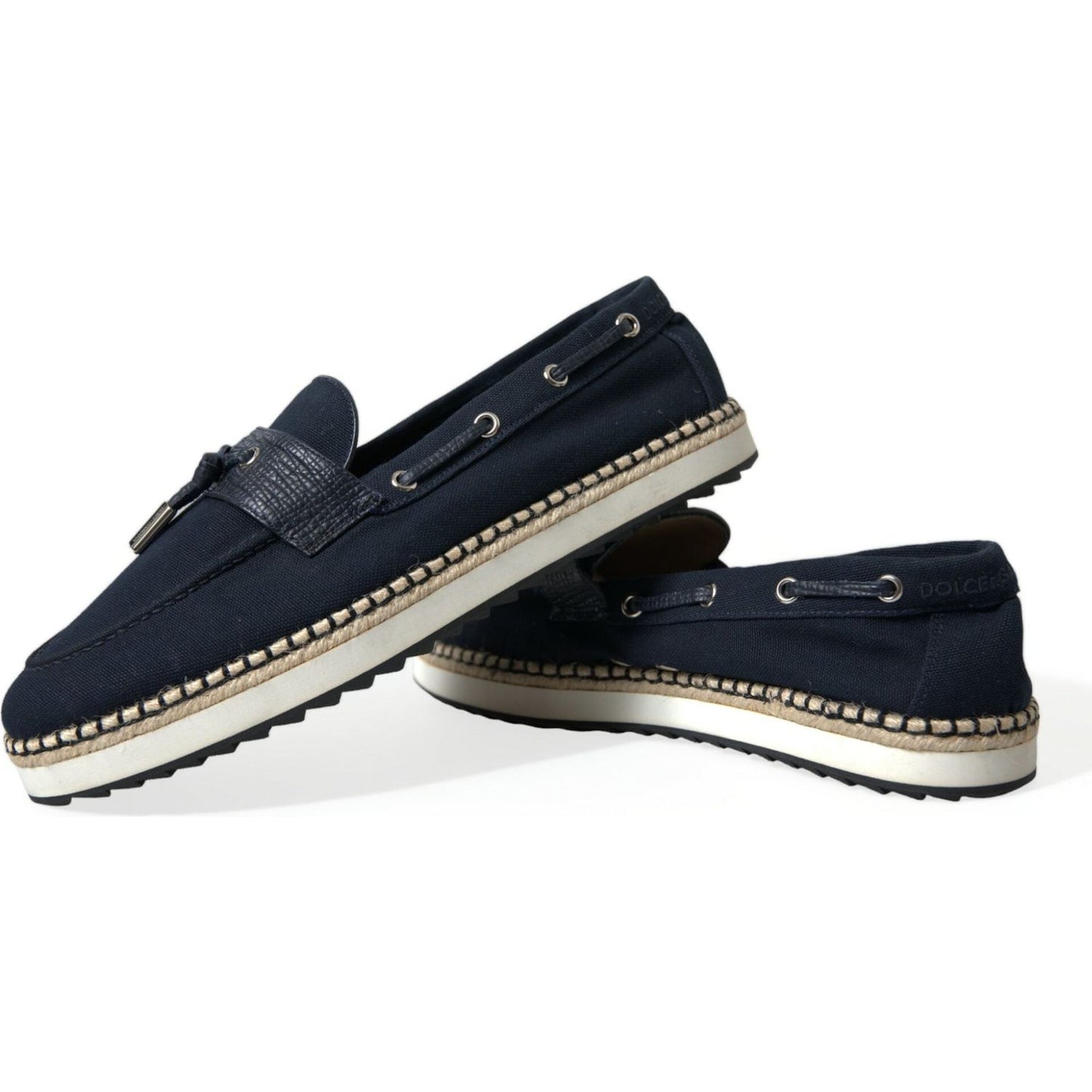 Elegant Navy Blue Fabric Loafers Dolce & Gabbana