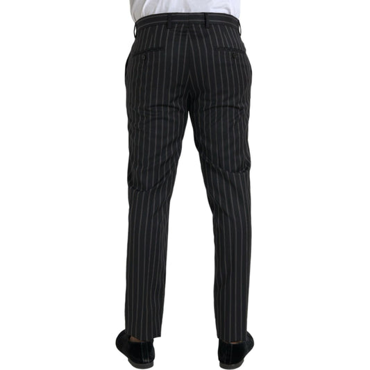 Black Striped Wool Skinny Dress Pants