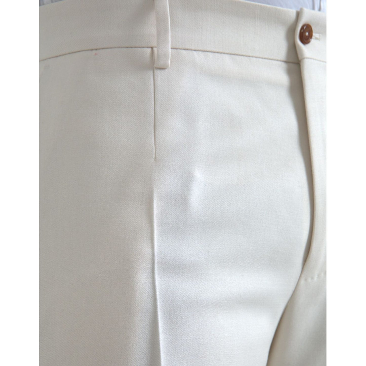 Dolce & Gabbana White Wool Wide Leg Mid Waist Pants white-wool-wide-leg-mid-waist-pants
