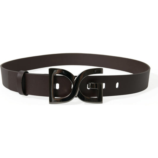Dolce & Gabbana | Elegant Dark Brown Leather Belt| McRichard Designer Brands   
