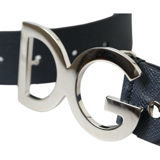 Dolce & Gabbana | Elegant Blue Leather Belt with Metal Buckle| McRichard Designer Brands   