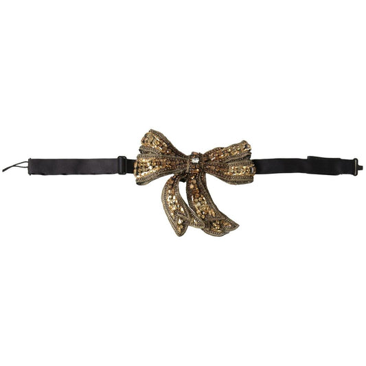 Dolce & Gabbana Gold Crystal Embellished Silk Bowtie gold-crystal-beaded-sequined-silk-catwalk-necklace-bowtie-1 465A1138-scaled-3ab47373-84c.jpg