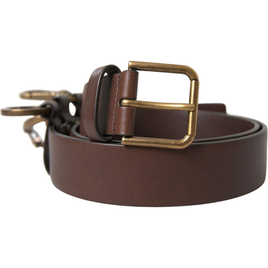 Dolce & Gabbana | Elegant Brown Calf Leather Belt - Timeless Accessory| McRichard Designer Brands   
