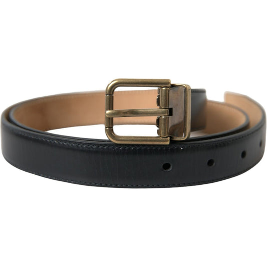 Elegant Black Calf Leather Belt