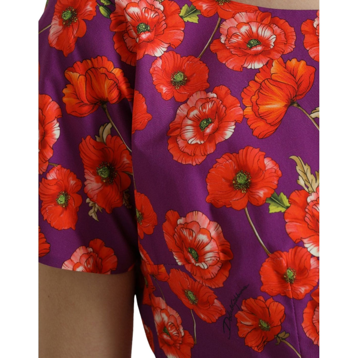 Dolce & Gabbana Multicolor Floral Cotton A-line Knee Length Dress multicolor-floral-cotton-a-line-knee-length-dress