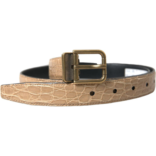 Elegant Beige Leather Belt