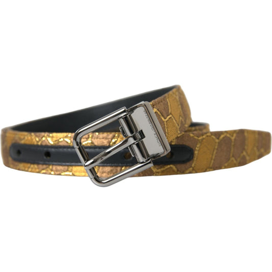 Dolce & Gabbana | Elegant Gold Leather Belt| McRichard Designer Brands   