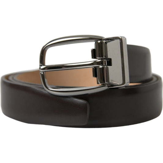 Dolce & Gabbana | Elegant Dark Brown Calf Leather Belt| McRichard Designer Brands   