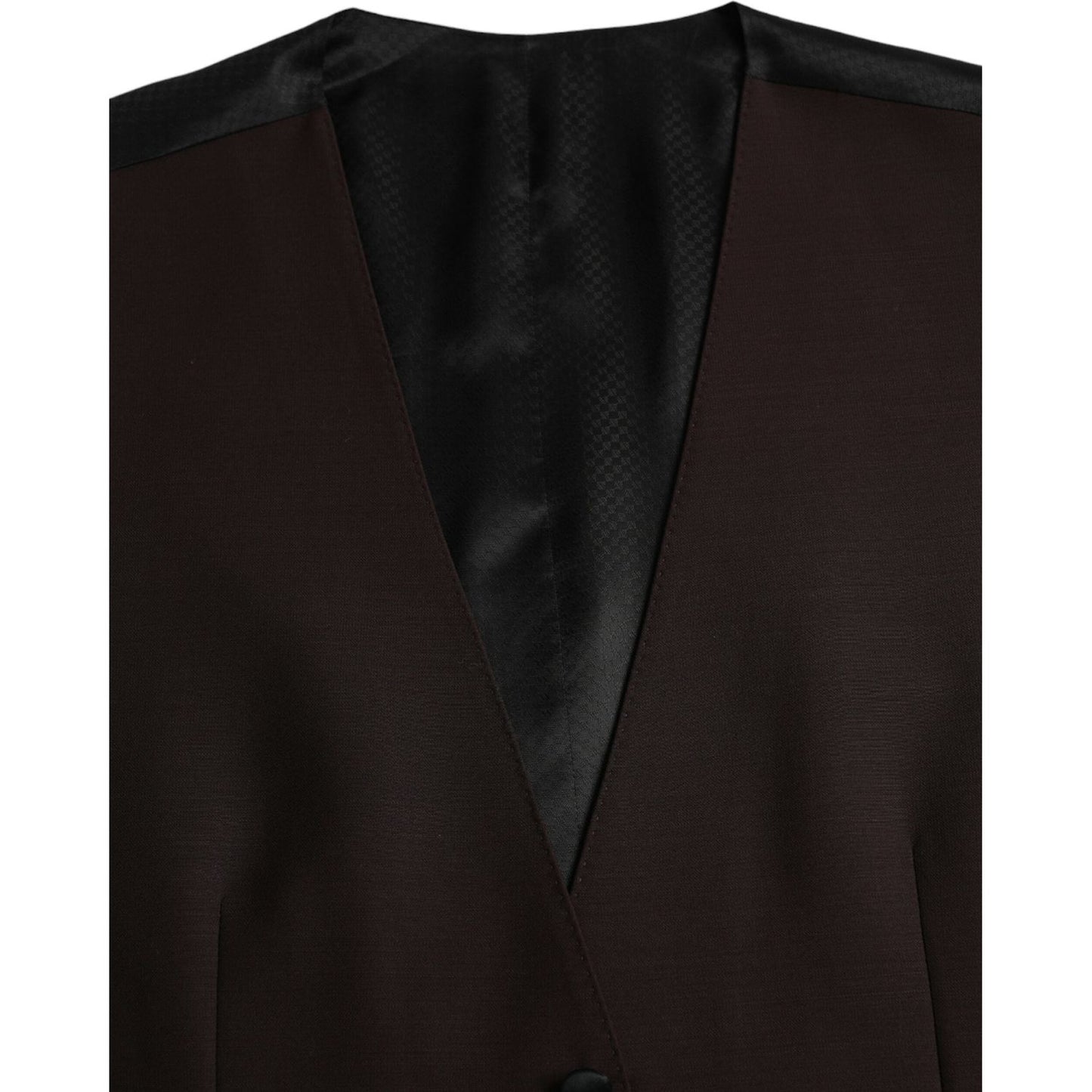 Dolce & Gabbana Brown Wool Waistcoat Dress Formal Vest brown-wool-waistcoat-dress-formal-vest