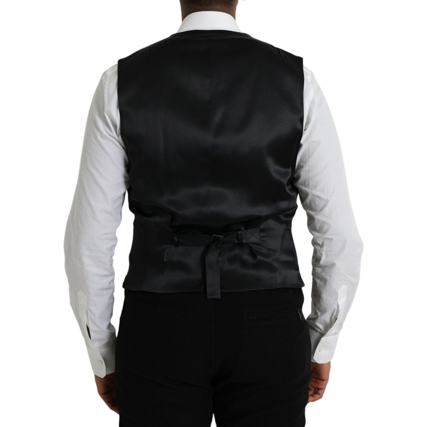 Dolce & Gabbana Black Wool Waistcoat Dress Formal Vest black-wool-waistcoat-dress-formal-vest-3