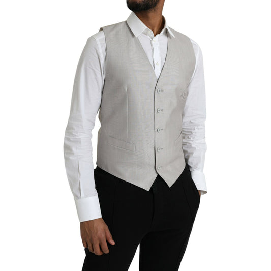 Dolce & Gabbana Light Gray Wool Formal Dress Waistcoat Vest light-gray-wool-formal-dress-waistcoat-vest-1