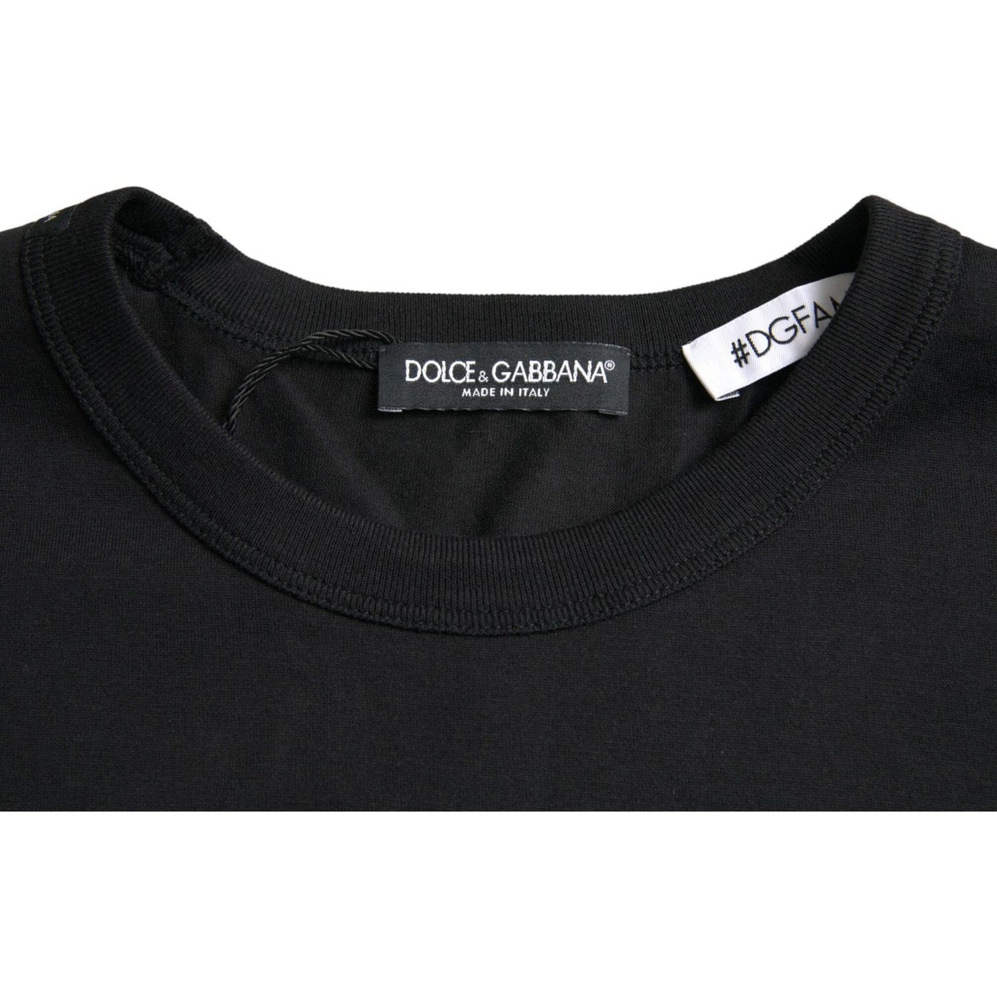 Dolce & Gabbana Black #DGFamily Cotton Crew Neck T-shirt black-dgfamily-cotton-crew-neck-t-shirt