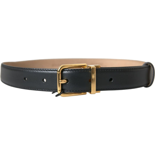 Black Leather Gold Metal Buckle Belt Men Dolce & Gabbana