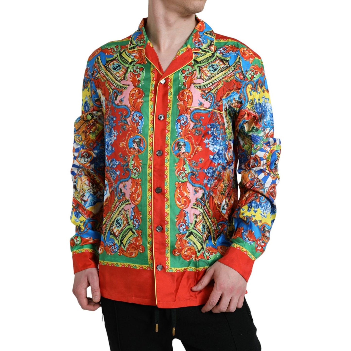 Dolce & Gabbana Multicolor Patterned Button Down Casual Shirt multicolor-patterned-button-down-casual-shirt