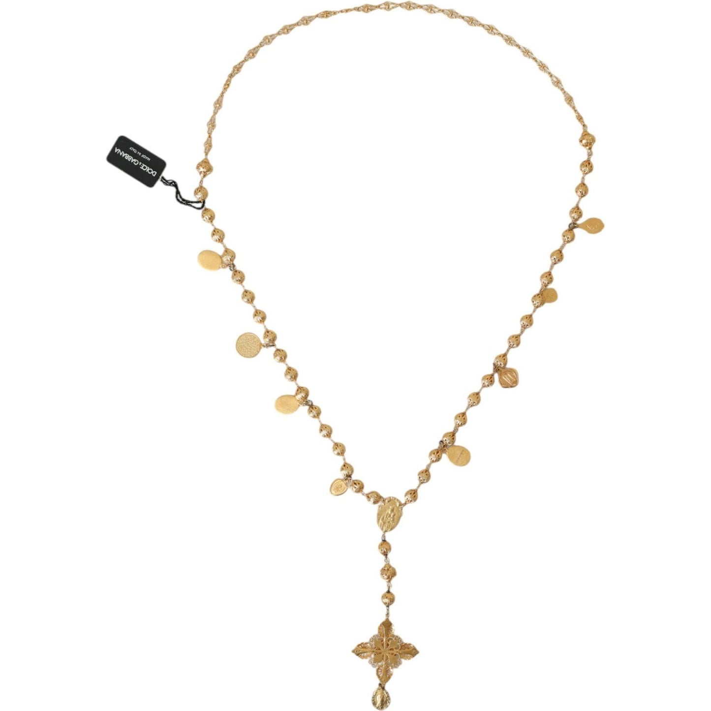 Gold Tone Chain Brass Beaded Statement Sicily Necklace Dolce & Gabbana