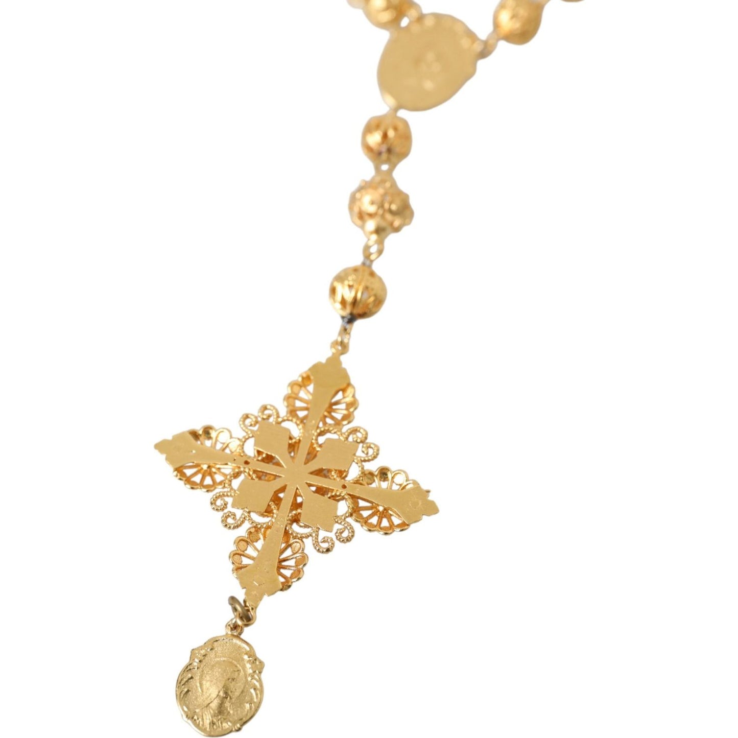Gold Tone Chain Brass Beaded Statement Sicily Necklace Dolce & Gabbana