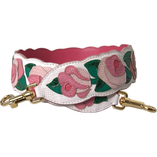 White Floral Leather Accessory Shoulder Strap