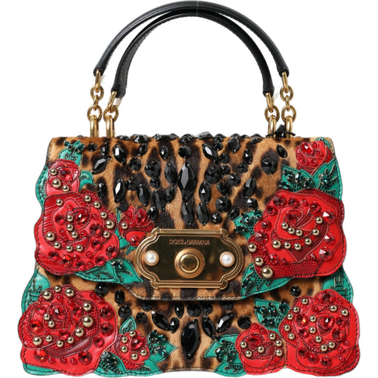 Chic Leopard Embellished Tote with Red Roses!