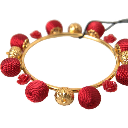 Gold Brass Red RUNWAY Sicilia Natale Roses Bracelet Dolce & Gabbana