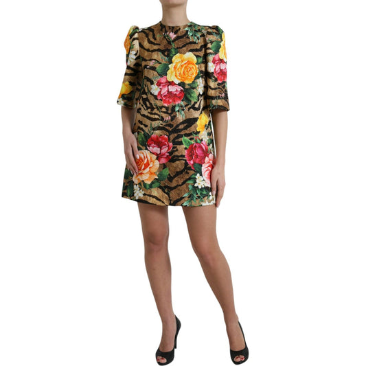 Dolce & Gabbana | Animal & Floral Print Mini Shift Dress| McRichard Designer Brands   