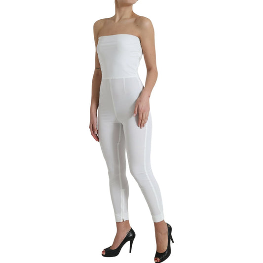 Dolce & Gabbana Elegant White Strapless Jumpsuit Dress white-nylon-strapless-bodycon-jumpsuit-dress