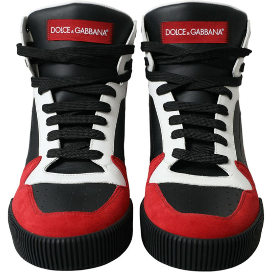 Dolce & Gabbana | Black Red Leather High Top Miami Sneakers Shoes| McRichard Designer Brands   