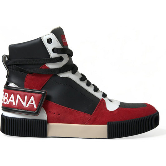 Dolce & Gabbana | Black Red Leather High Top Miami Sneakers Shoes| McRichard Designer Brands   