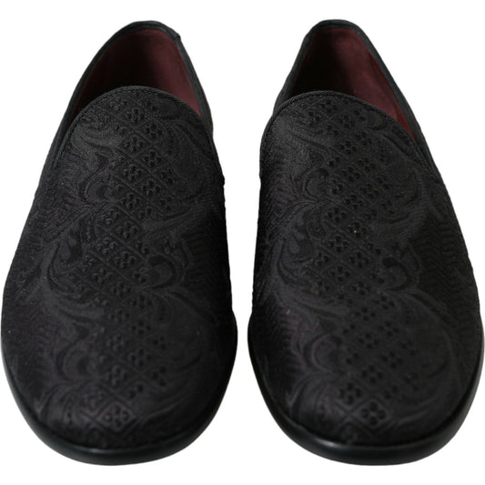 Elegant Black Brocade Dress Loafers Dolce & Gabbana