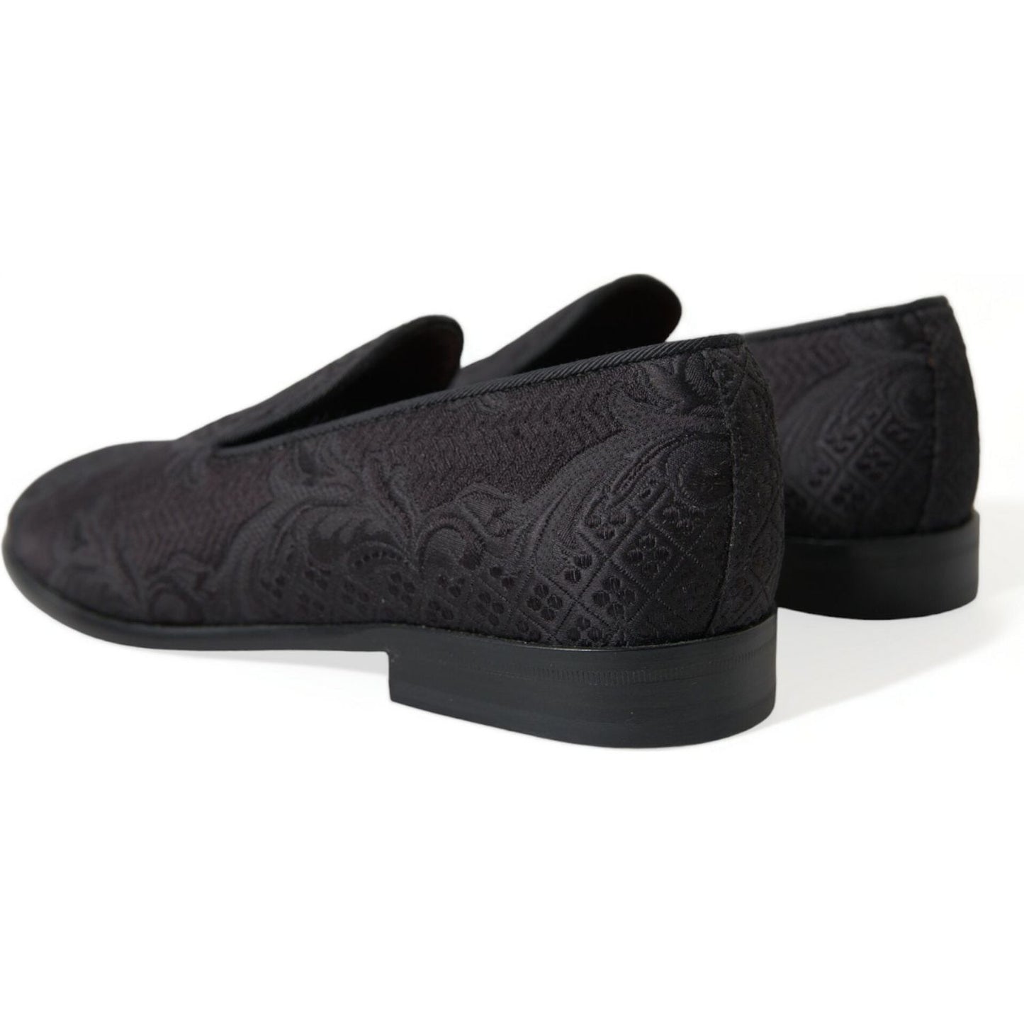 Dolce & Gabbana | Elegant Black Brocade Dress Loafers| McRichard Designer Brands   