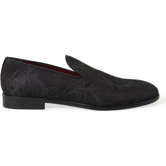 Elegant Black Brocade Dress Loafers Dolce & Gabbana