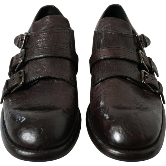 Elegant Triple Buckle Leather Dress Shoes Dolce & Gabbana