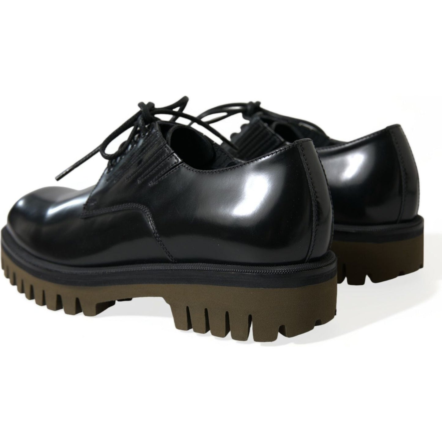 Elegant Black Leather Derby Dress Shoes Dolce & Gabbana