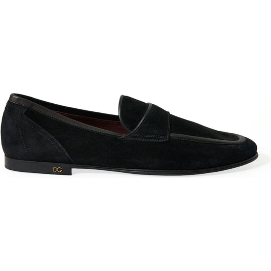 Elegant Velvet Black Loafers for Men Dolce & Gabbana