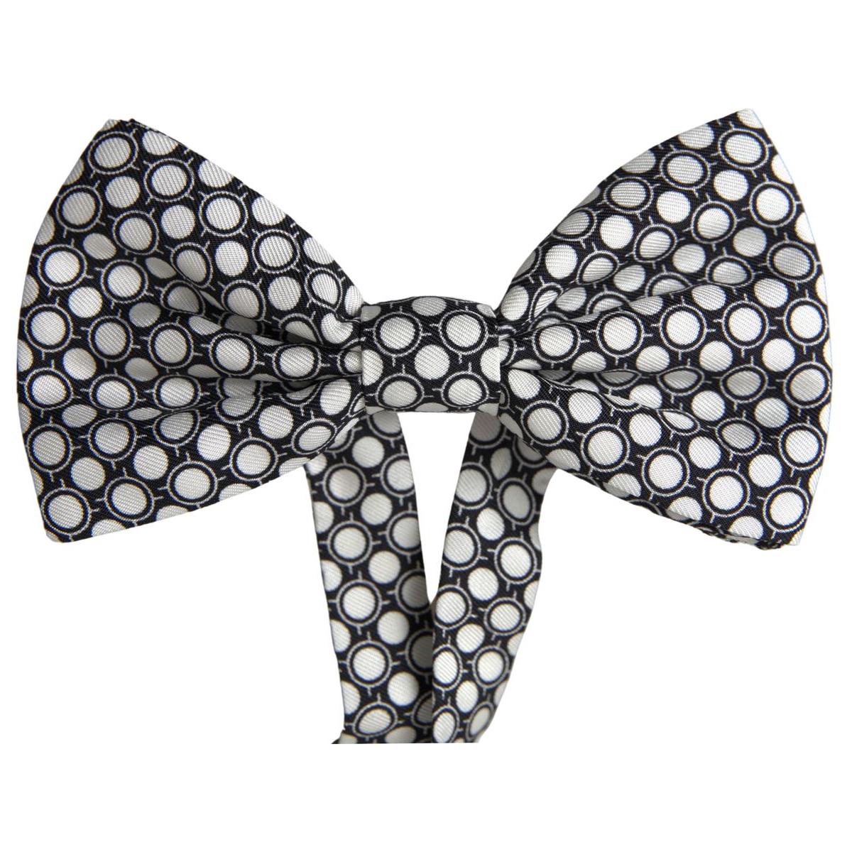 Elegant Silk Black and White Circle Bow Tie Dolce & Gabbana