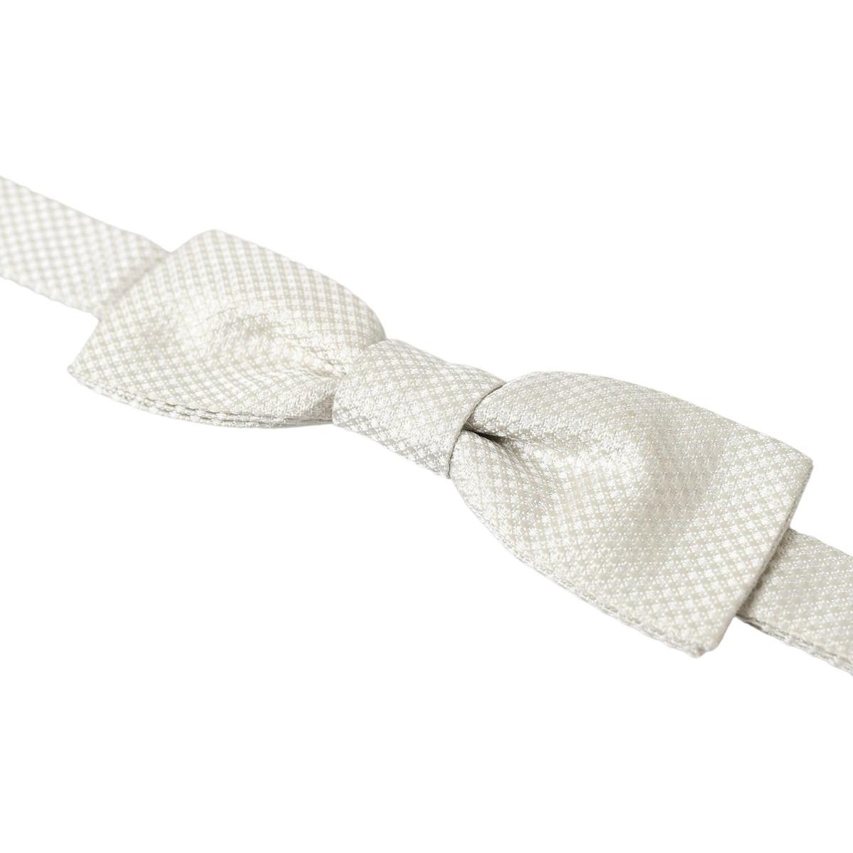 Elegant Ivory Silk Bow Tie Dolce & Gabbana