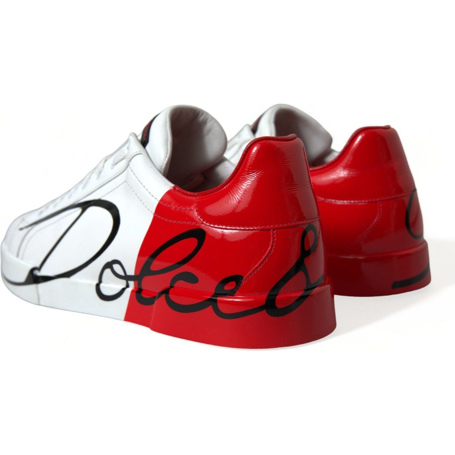 Dolce & Gabbana | Elegant White and Red Calfskin Sneakers| McRichard Designer Brands   