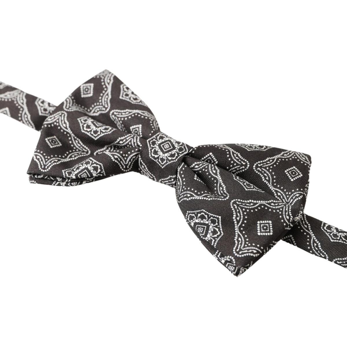 Elegant Silk Tied Bow Tie in Black & White Dolce & Gabbana