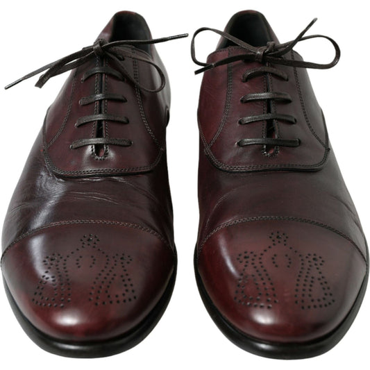 Elegant Burgundy Leather Derby Shoes Dolce & Gabbana