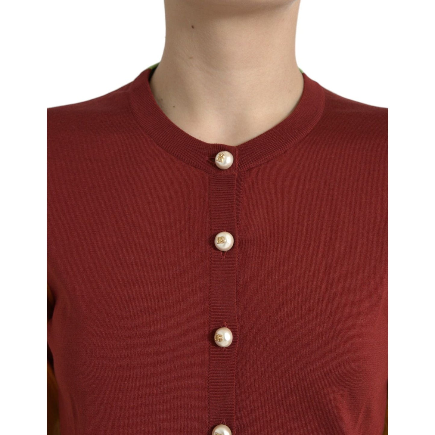 Dolce & Gabbana | Elegant Silk Cardigan Sweater in Vibrant Tones| McRichard Designer Brands   