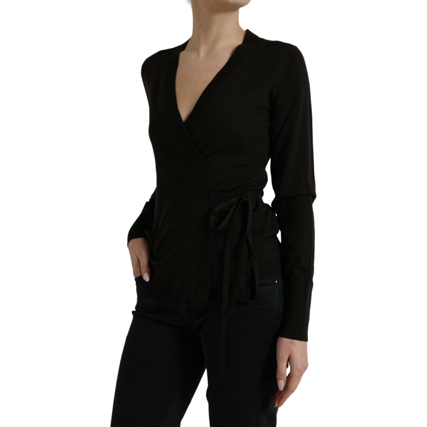 Dolce & Gabbana | Elegant Black Virgin Wool Cardigan| McRichard Designer Brands   